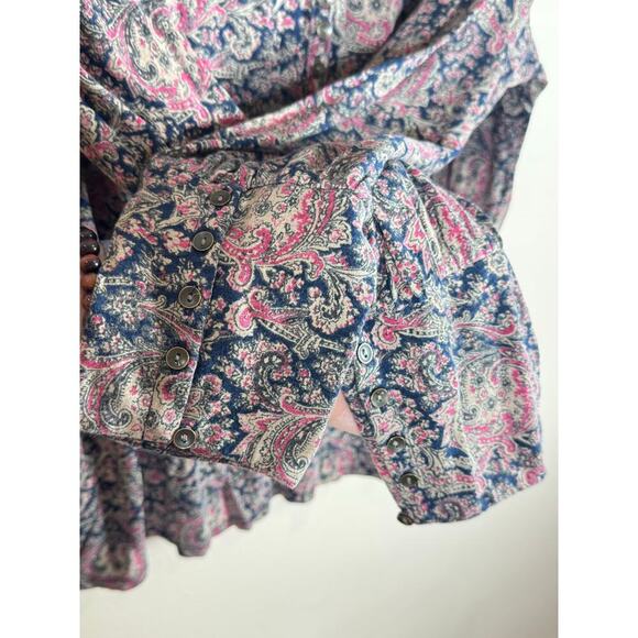 Lucky Brand Women’s Plus size Long Sleeve Shirt Blouse XL Boho Print Cotton - Picture 4 of 10